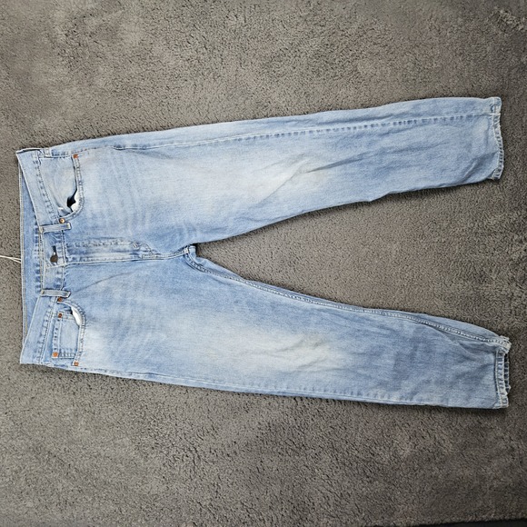 Levis 505 Jeans Mens 36x32 Light Wash‎ Zip Fly Classic Denim Retro Workwear - Picture 1 of 10